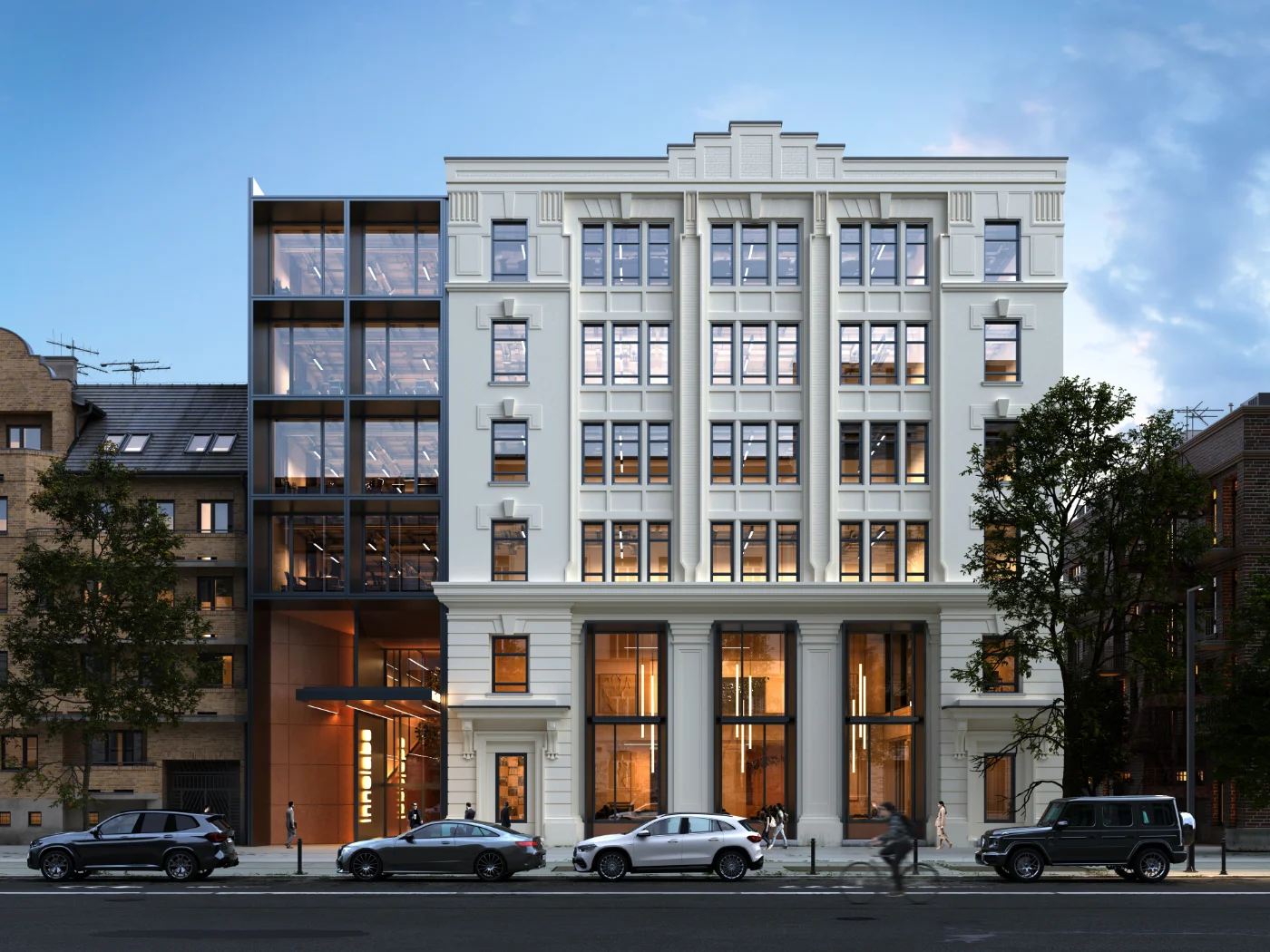 wizualizacja architektoniczna przebudowy zabytkowej kamienicy wizualizacja architektoniczna rozbudowy zabytkowej kamienicy o nowoczesną bryłę